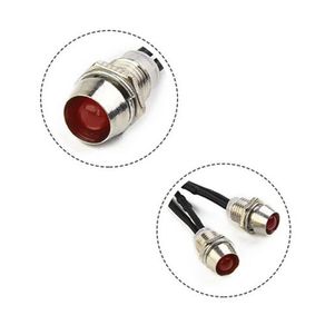 Car LED Indicator Light Bulb 8mm 12V Red Waterproof Round Side Marker Lamp Dash Panel Signal Lights