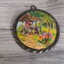 X3 vintage framed creative circle CrossStitch Embroided pictures wishing well, mill and fishing harbour Image 9