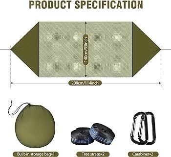 NEW SALE | Camping Hammock with Mosquito Net 114 x 54 inch Lightweight Portable Double Hammock with Straps 440 LBS Load Capacity Pop-up Nylon Hammock for Travel Outdoor Hiking Backpacking Picnic