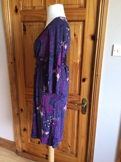 White Stuff Ladies Purple Floral Midi Jersey Dress Uk 10 Including Postage