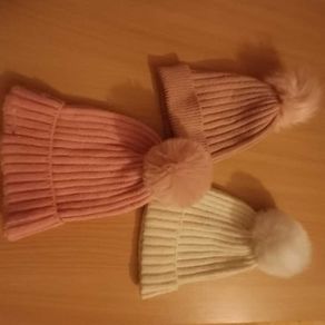 Children's bobble hats x3