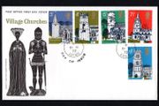 1972 Great Britain Old Village Churches Commemorative Stamps Royal First Day Cover (FDC) with Wheatley Oxford cancel