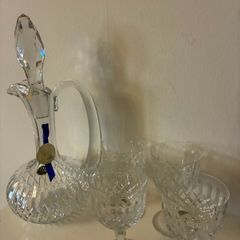 Vintage Thomas Webb Crystal Decanter & Glasses Set