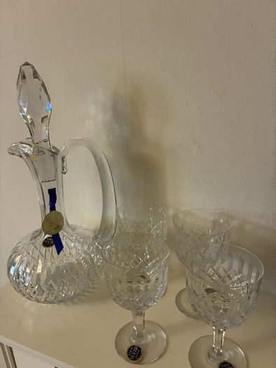 Vintage Thomas Webb Crystal Decanter & Glasses Set