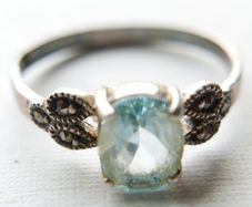 Vintage Topaz and Marcasite 925 Silver Preloved Ring 2,18g size R