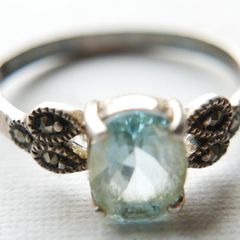 Vintage Topaz and Marcasite 925 Silver Preloved Ring 2,18g size R
