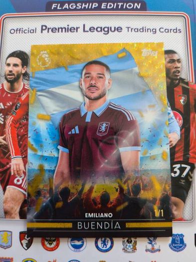Emiliano Buendia Flying the Flag 1/1 Foilfractor Topps Flagship Edition Hobby Box 2026/27