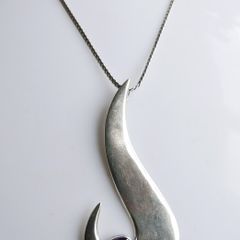 Vintage Sterling Silver 925 Mod Design Blue Purple Drop Pendant Necklace 24" - 13,34g