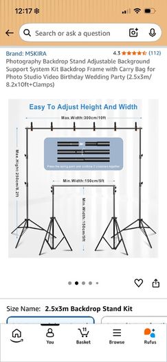 Photography backdrop stand kit