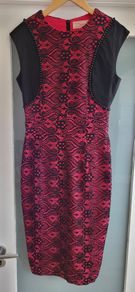 Darcy IRELAND pink and black bodycon dress Sz M (Fit10-12UK) - Rrp 149  (New)