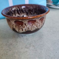 Kernewek Pottery Dark Brown Honeycomb Drip Glaze Small Bowl, Sugar Bowl Handmade Studio Pottery Cornish Ware (Fosters) Pottery