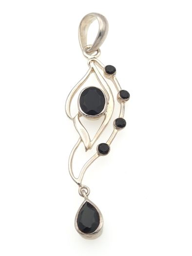 Vintage 925 Sterling Silver & Dark Smoky Quartz Pendant
