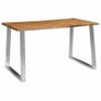 Dining Table 140x80x75 cm Solid Acacia Wood and Stainless Steel Image 2