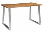 Dining Table 140x80x75 cm Solid Acacia Wood and Stainless Steel