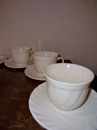 1960's 12 piece Arcopal milk glass cups and saucers set
