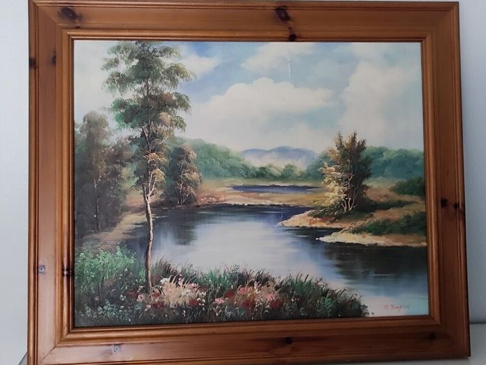 A very old hand-painted painting on canvas