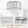 Modern Crystal Chandelier Flush Mount Ceiling Light with Drum Shade for Living Room Bedroom Dining Room Silver, 40cm Image 5