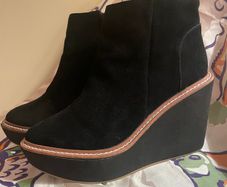 Black Suede Wedge Ankle Boots