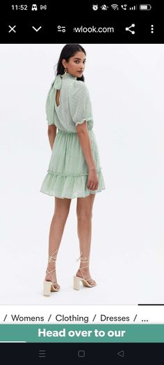 PRICE DROP, NEW LOOK, Flocked Spot Chiffon Mini Dress, Mint, BNWT, Size10