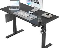 Electric Standing Desk, 120 x 60 cm Height Adjustable Sit Stand Desks with Splice Board and Memory Smart Pannel, Home Office Desk, Black