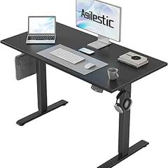 Electric Standing Desk, 120 x 60 cm Height Adjustable Sit Stand Desks with Splice Board and Memory Smart Pannel, Home Office Desk, Black