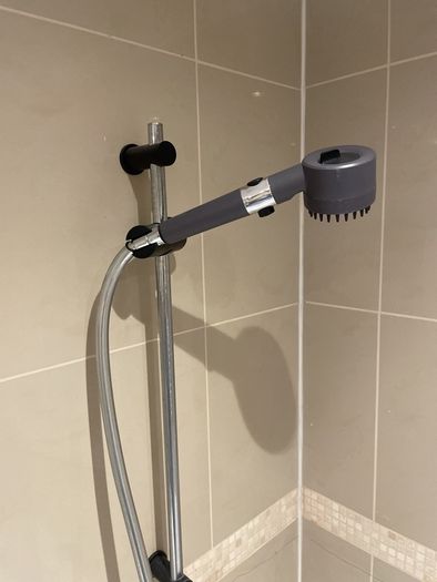 Shower head, rail and hose