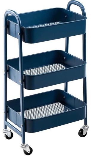 Cart 3 Tier Metal Utility Cart Rolling Trolley Organizer Cart with Wheels for Kitchen Makeup Bathroom Office MULTIPLE COLOURS AVAILABLE, (FREE POSTAGE)