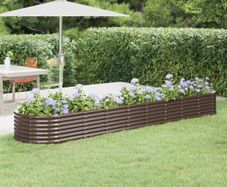Garden Raised Bed Galvanised Steel 368x80x36 cm Brown