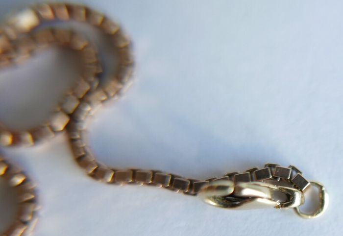 Vintage Square Box Link 9ct Rose Gold 375 Necklace L-17" - 7,27g