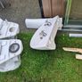 bathroom suit, 2 x pan and citrine, basin and ped, shower door to suit 1200 opening Image 4
