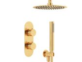 Clearance: Quantum Oura Brushed gold twin outlet Concealed Shower Valve Kit
