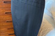 Quin and Donnelly Black with purple pin stripe and panel skirt