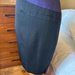 Quin and Donnelly Black with purple pin stripe and panel skirt