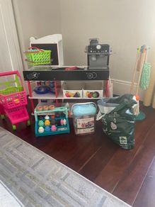 Toy shop and kitchen set with accessories