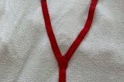 Red Suspenders Elastic Braces Adjustable Silver Clips Unisex Cosplay Costume