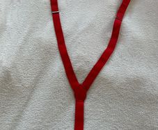 Red Suspenders Elastic Braces Adjustable Silver Clips Unisex Cosplay Costume