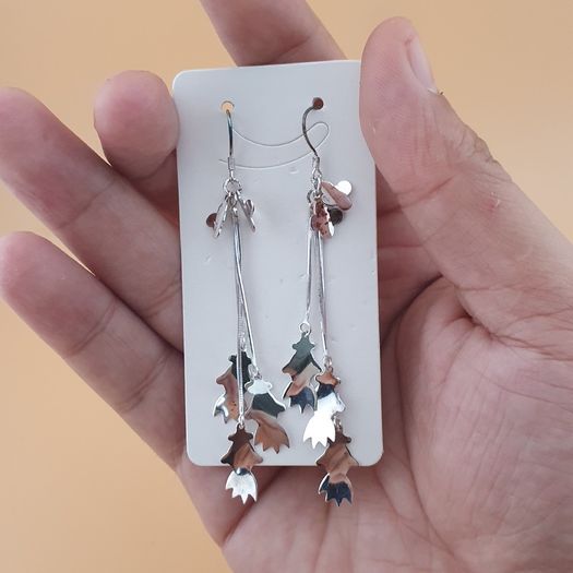 Sterling 925 Silver Cascading Leaf Drop Earrings