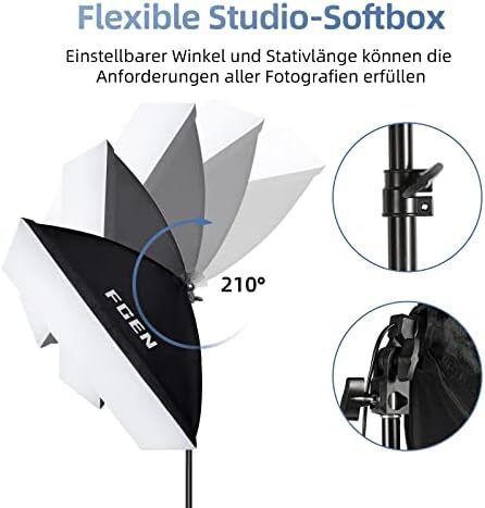 Photography Lighting,FGen 85W LED Soft Box with Remote Control Dimmable 2700-6400K 3 Colour Temperatures  White,Warm,Cold Bulbs for Video,Portrait and Products Shooting
