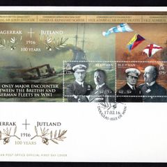 2016 Isle of Man Centenary of the Battle of Jutland Commemorative Stamps Miniature Sheet First Day Cover (FDC)