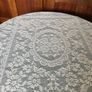 Circular Green Tablecloth with white lace overlay Image 9
