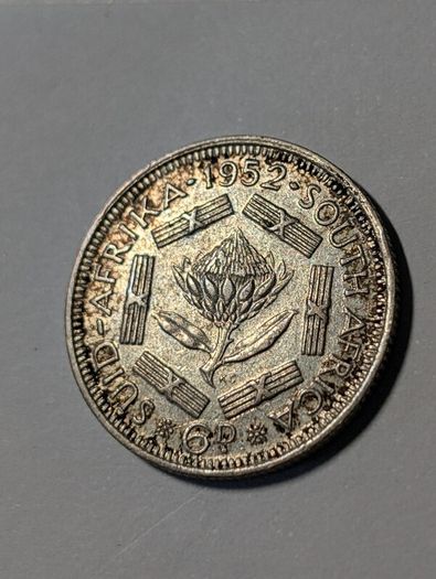 SA silver Sixpence 1952