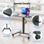 65x45 cm Mobile Standing Desk with 4 Rolling Castors Height Adjustable on Wheels Portable Stand Up Over-Bed Table for Living Room Bedroom Medical Use Ergonomic Space Saving Image 5