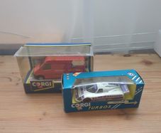 Vintage Corgi Diecast Model Car Bundle - Ford Transit & Jaguar XJR9 - Boxed