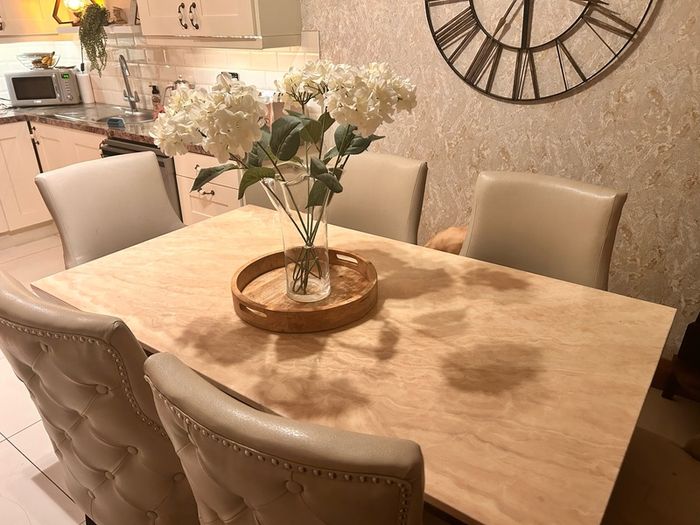 marble dining table and chairs