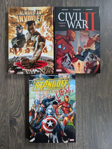 Lot of 3 Marvel Hardcover Comic Books Civil War Avengers Invaders