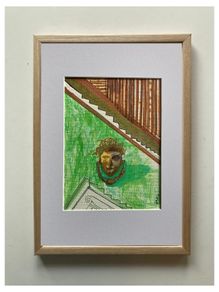 Original Art Framed Roman Art Roman Door Knocker Interior Design Art contemporary Irish Art abstract painting