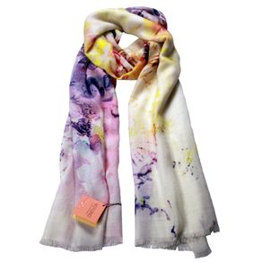 Luxury Watercolor Mongolian Cashmere Shawl, 200x70cm