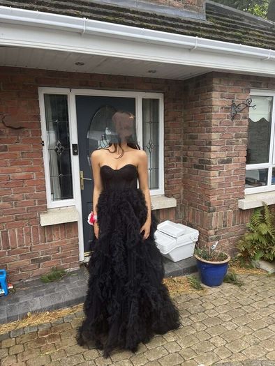 Debs/Prom /Evening black strapless ruffle ballgown