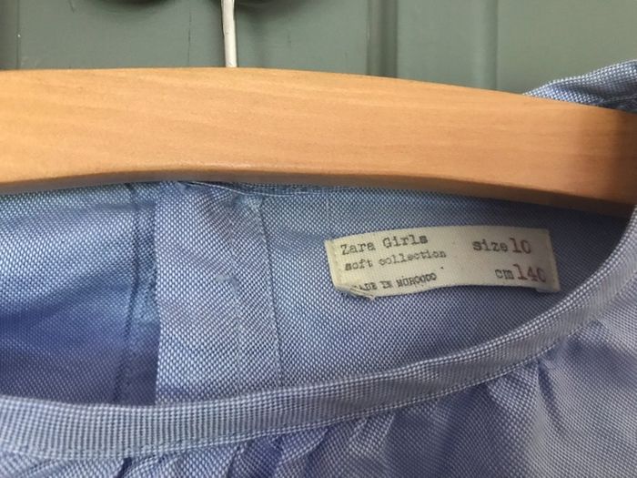 Zara girls long sleeved light blue shirt aged 10 years