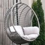 London wicker hanging egg chair with stand. Image 2